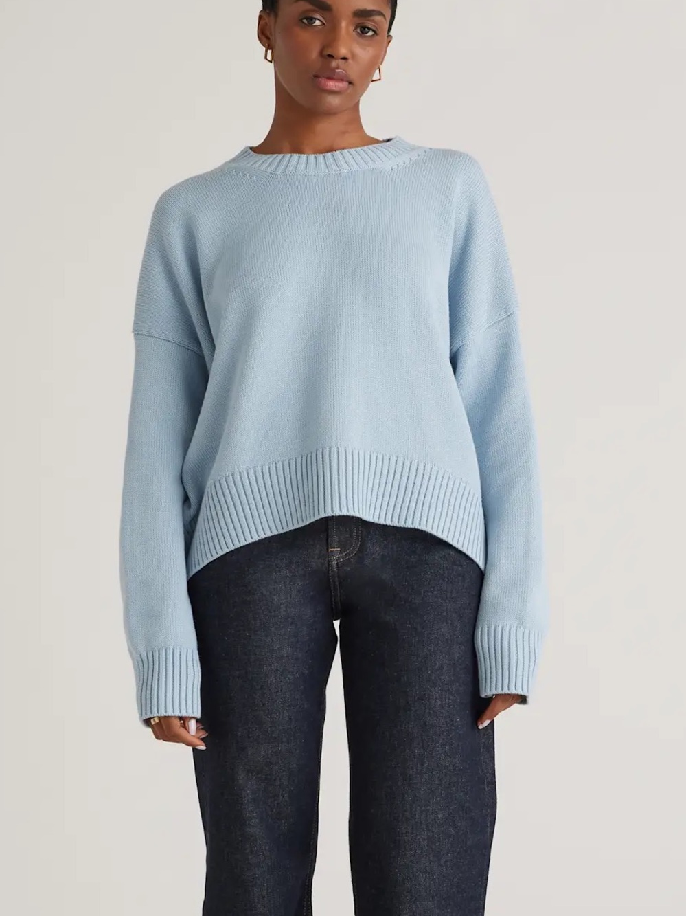 Quince Organic Cotton Boyfriend Crew Sweater Size M